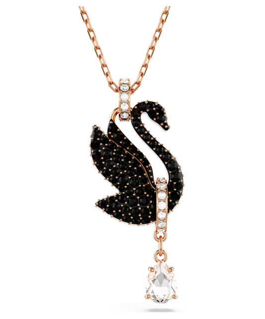 Swarovski 5678045 Swarovski Swan Black Swan Rose Gold Plated Pendant