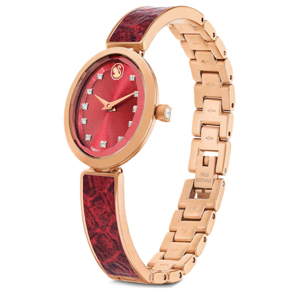Swarovski 5675998 Crystal Rock Oval Watch with Rose Gold Metal Bracelet