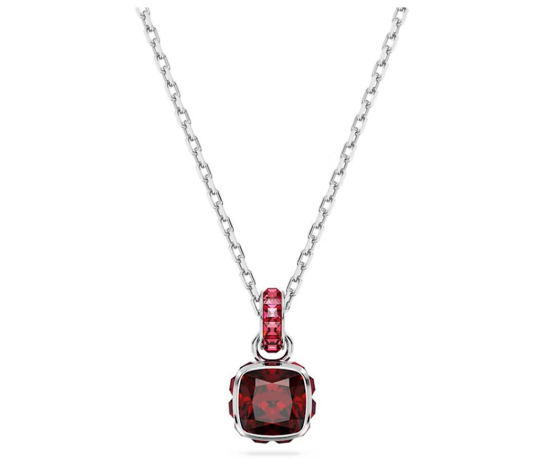 Swarovski 5651709 Pendente Birthstone Taglio squadrato Gennaio Rosso Pla. Rodio