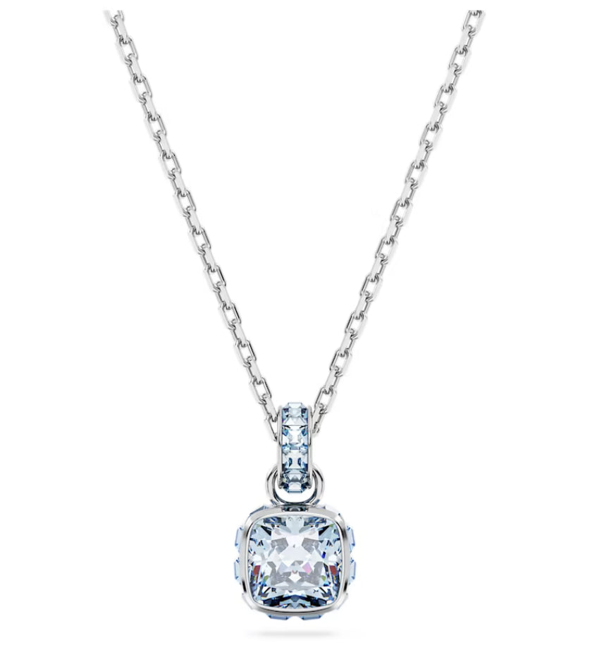 Swarovski 5651794 Pendente Birthstone Taglio squadrato Marzo Blu Placcato Rodio