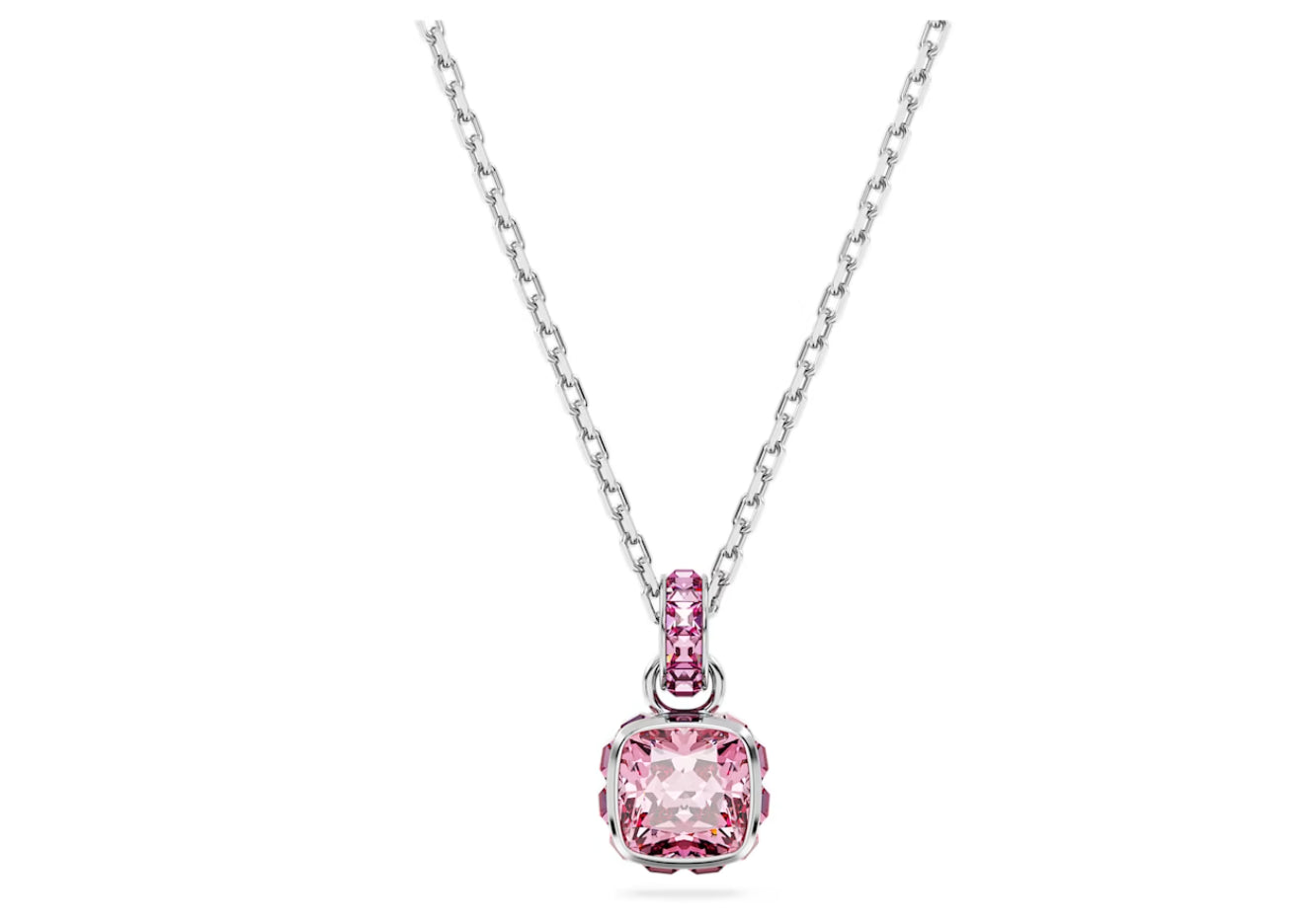 Swarovski 5651791 Pendente Birthstone Taglio squadrato Ottobre Rosa Pla. Rodio