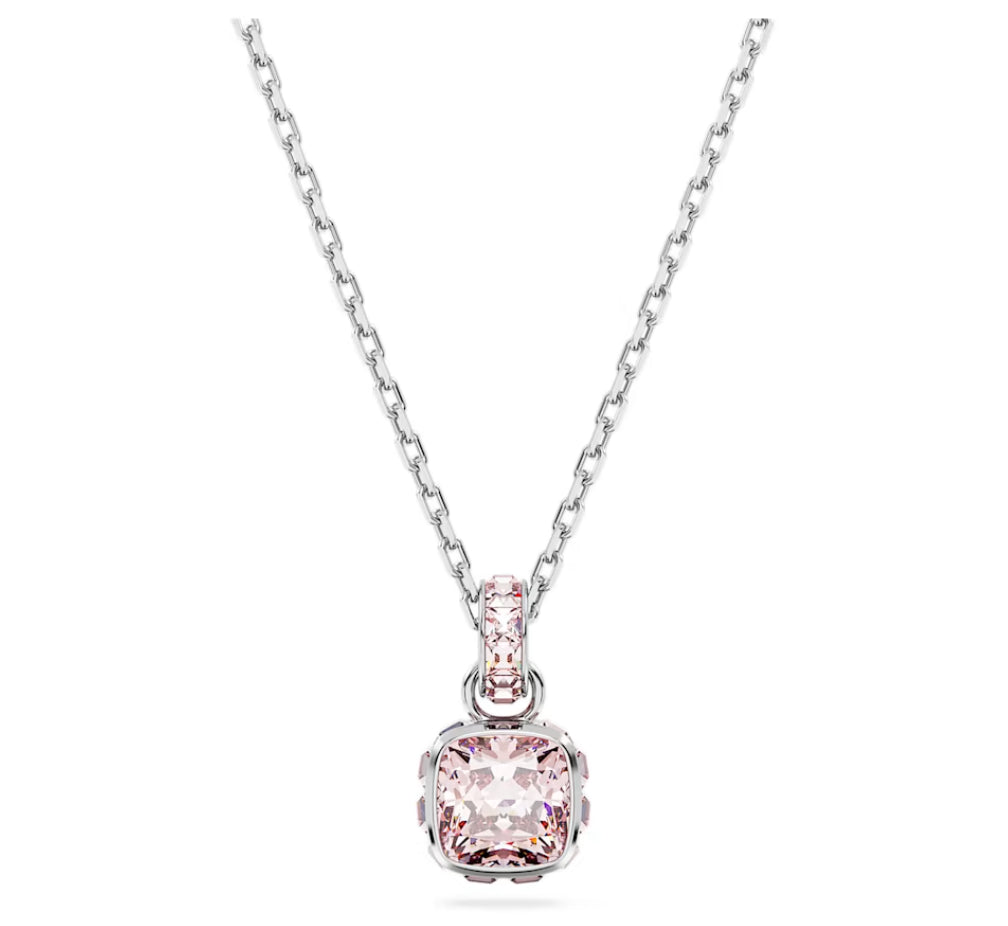 Swarovski 5652044 Pendente Birthstone Taglio squadrato Giugno Rosa Pla. Rodio
