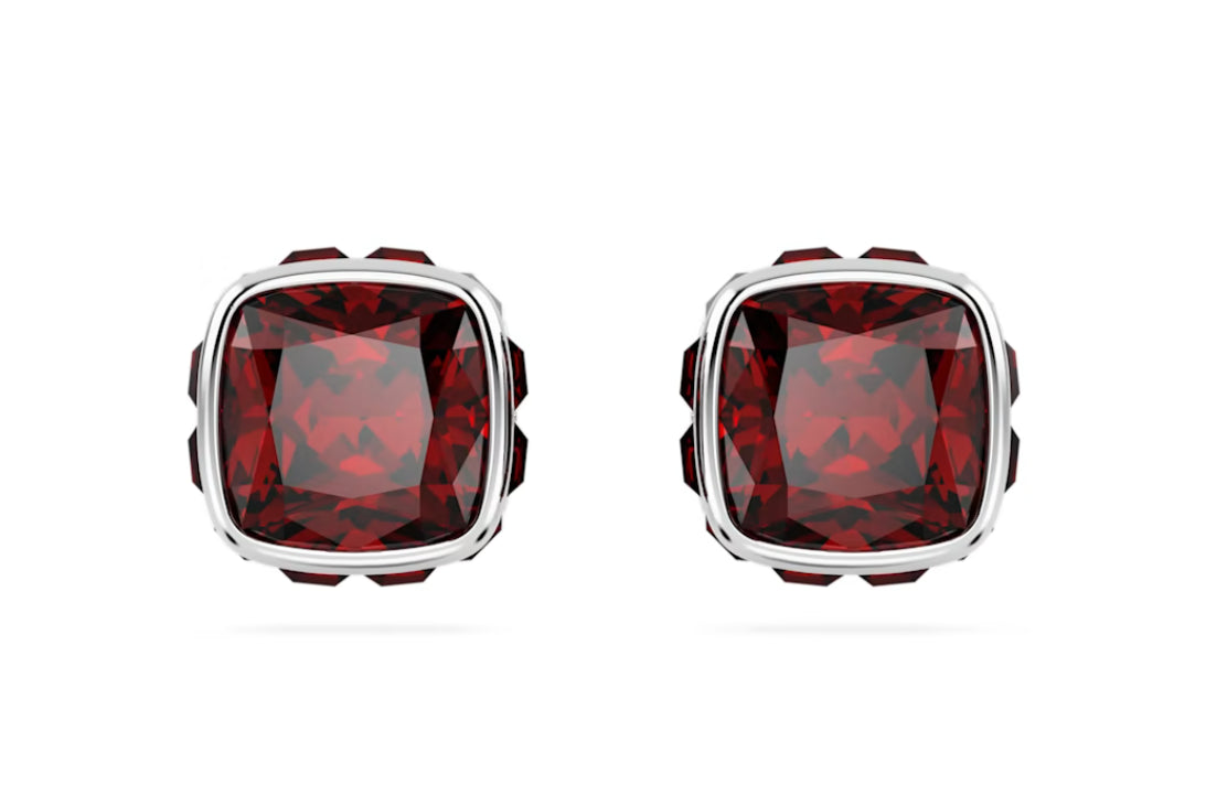Swarovski 5660798 Orecchini lobo Birthstone Taglio squadrato Gennaio Rossi Rodio