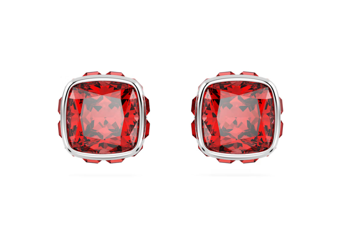 Swarovski 5661959 Orecchini lobo Birthstone Taglio squadrato Luglio Rossi Rodio