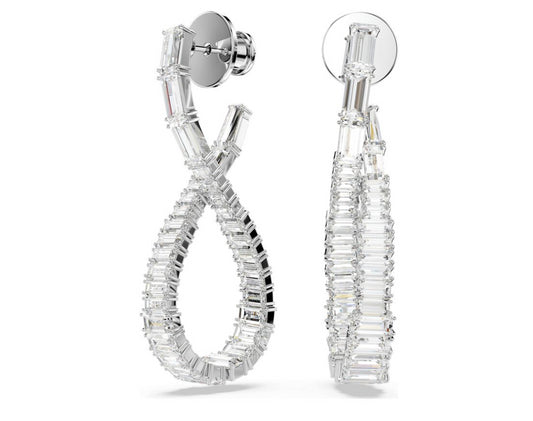 Swarovski 5677628 Hyperbole Infinity Dangle Earrings White Rhodium Plated