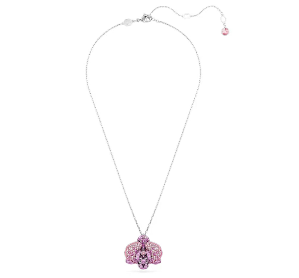 Swarovski 5680910 Pendente Idyllia Fiore Rosa Placcato rodio