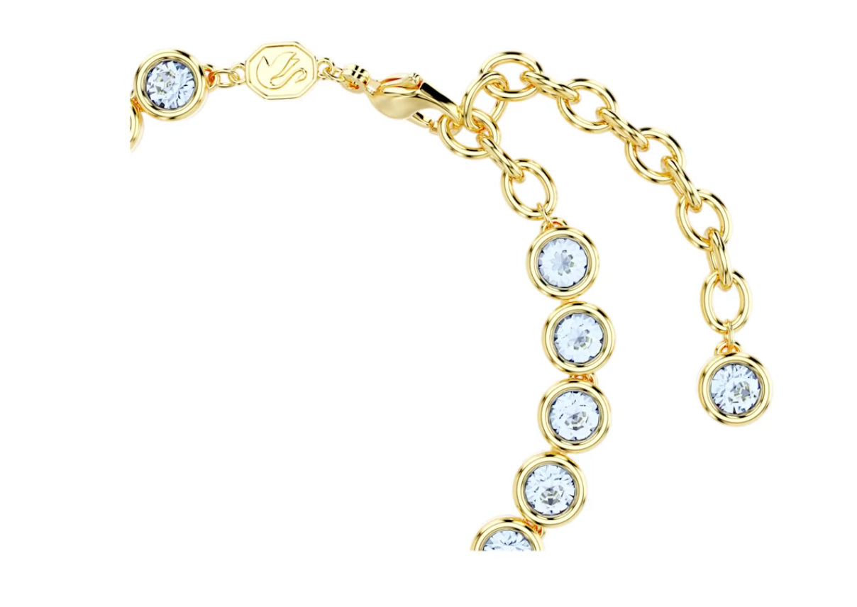 Swarovski 5688419 Imber Tennis-Armband, runder Schliff, blaues Plac. Gold Größe M