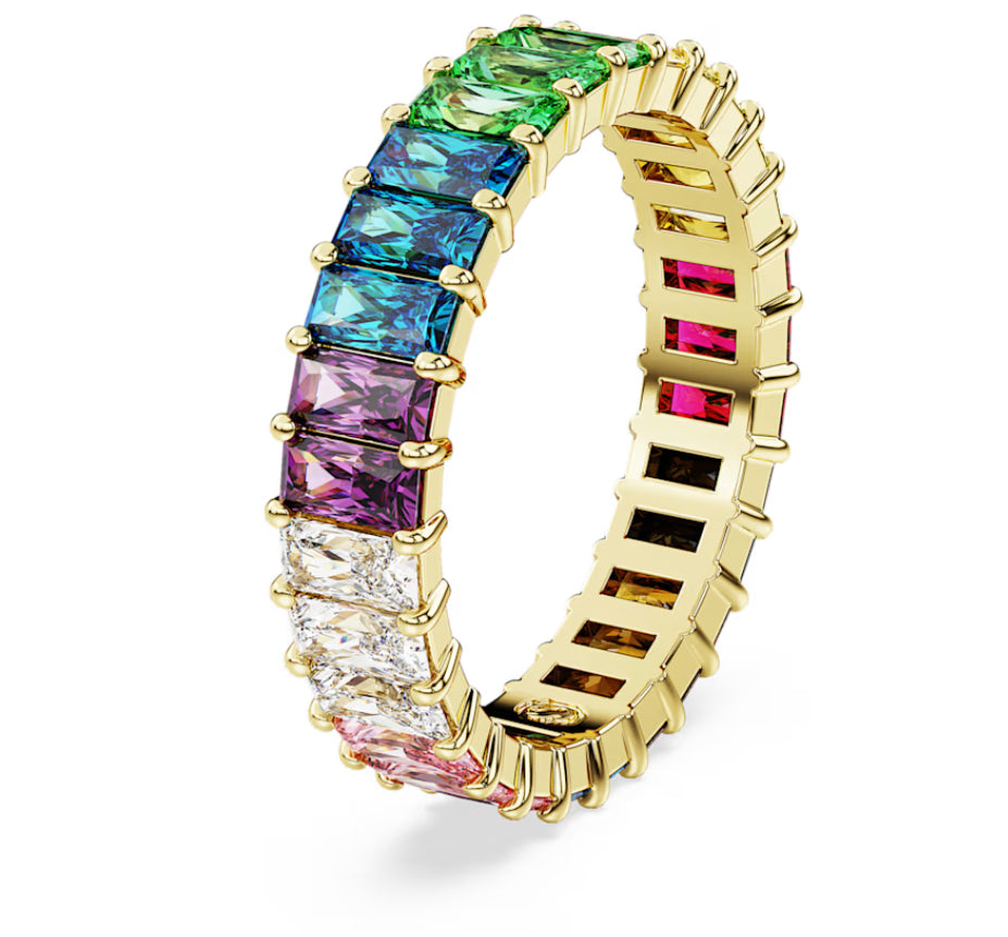Swarovski 5686635 Anello Matrix Taglio baguette Multicolore Oro Taglia 64