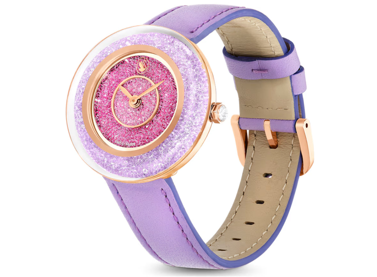 Swarovski 5656896 Orologio Crystalline Lustre Cinturino in pelle Viola Oro Rosa