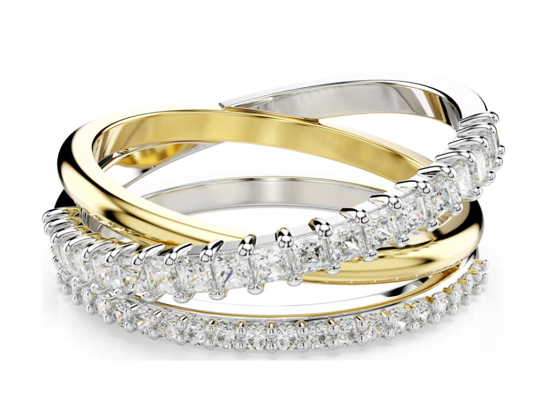 Swarovski 5689732 Hyperbola-Ring, gemischter Schnitt, Weiß, verschiedene Ausführungen, Größe 52