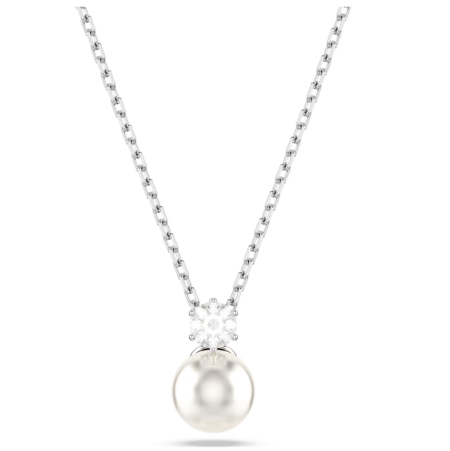 Swarovski 5693897 Pendente Matrix Crystal Pearl Taglio Round Bianco Rodio