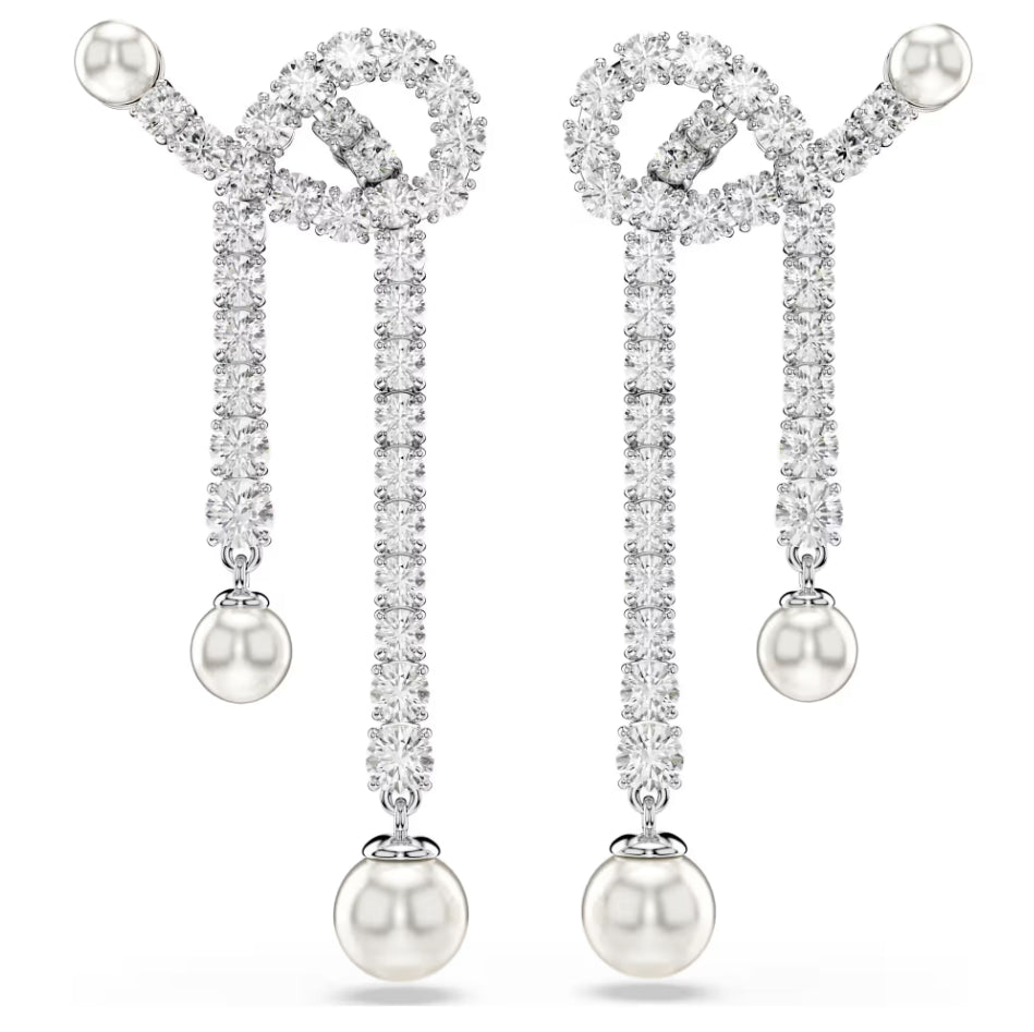 Swarovski 5692417 weiße Tropfen-Ohrringe mit Matrix-Kristallperlen im Rundschliff
