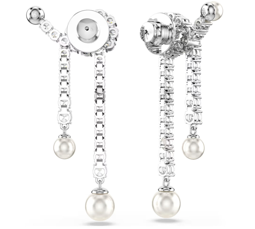 Swarovski 5692417 weiße Tropfen-Ohrringe mit Matrix-Kristallperlen im Rundschliff