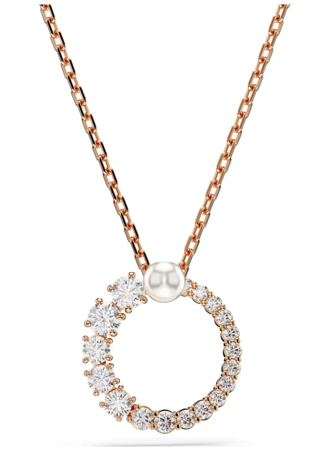 Swarovski 5692265 Pendente Matrix Crystal Pearl Taglio Round Bianco Oro Rosa