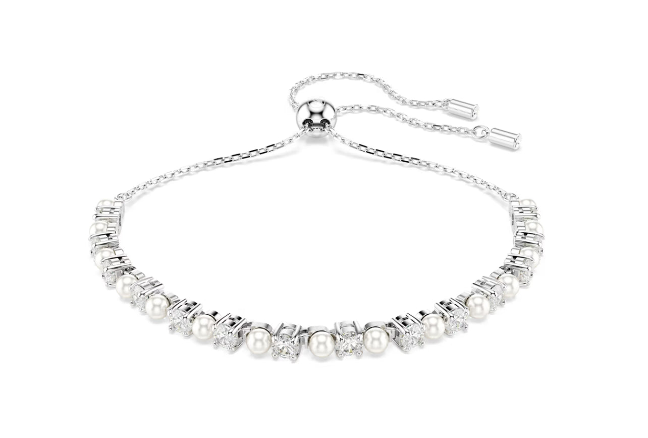 Swarovski 5689633 Matrix Crystal Pearl Armband Rundschliff Weiß Rhodium
