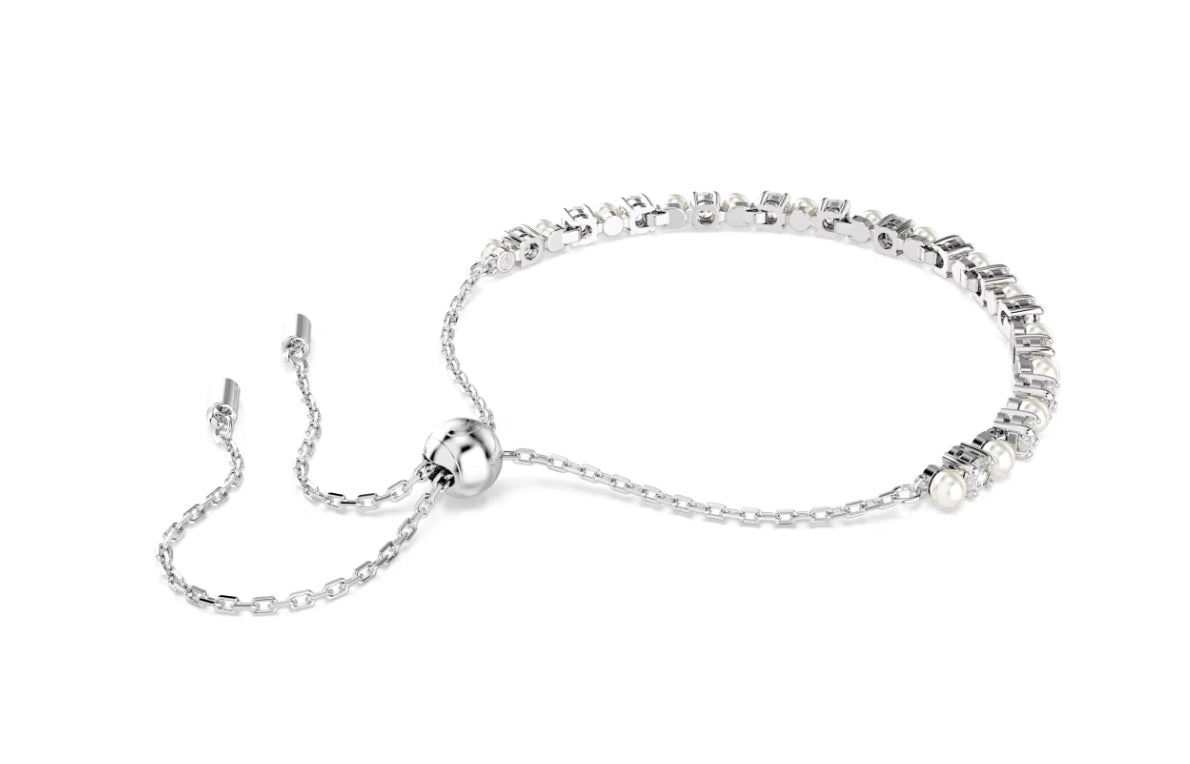 Swarovski 5689633 Matrix Crystal Pearl Armband Rundschliff Weiß Rhodium
