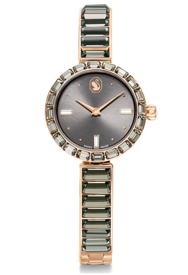 Swarovski 5679887 Matrix Armreif, Kristallarmband, Grau-Roségold