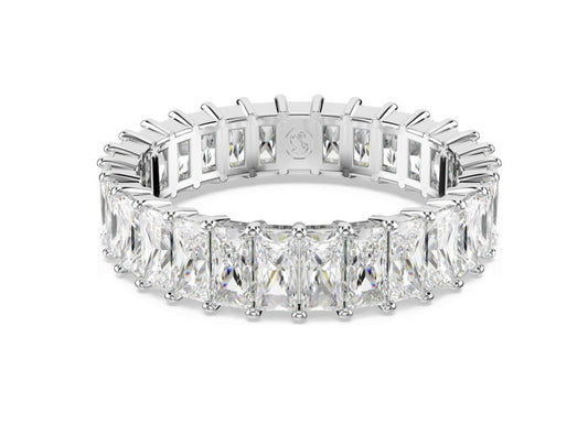 Swarovski 5693408 Anello Matrix Taglio baguette Bianco Rodio Taglia 60