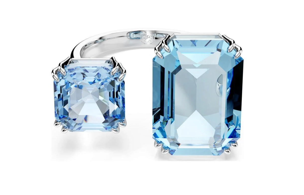 Swarovski 5694142 Anello aperto Millenia Taglio ottagonale Blu Rodio Taglia 55