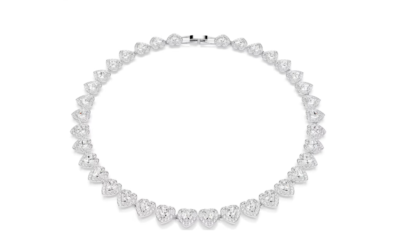 Swarovski 5720857 Collana Tennis Ariana Grande Cuore, Bianca, Placcato rodio