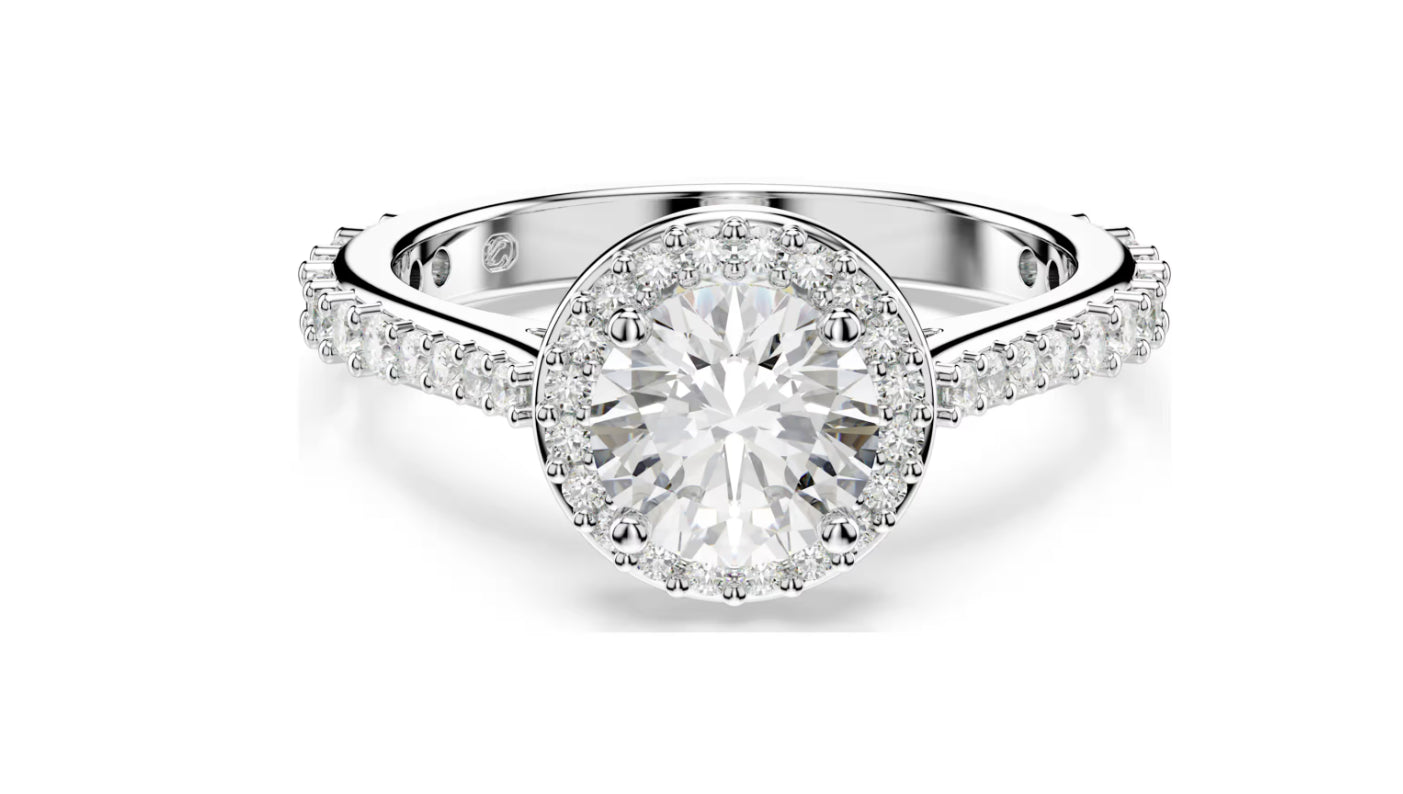 Swarovski 5717931 Anello Una Angelic Taglio Round, Bianco Taglia 60