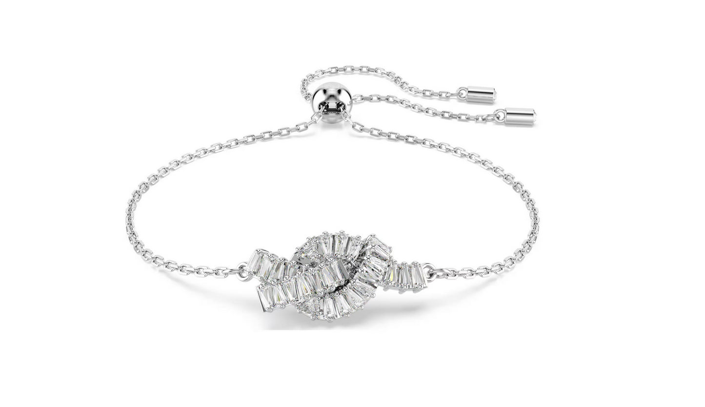 SWAROVSKI 5731101 Braccialetto Matrix Taglio baguette Nodo Bianco