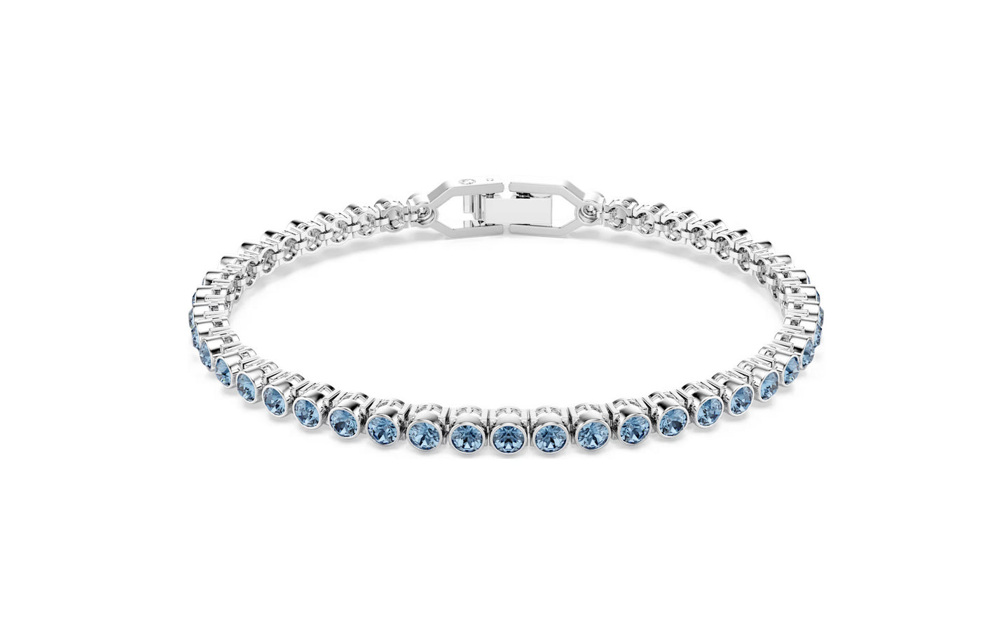 SWAROVSKI 5734239 Bracciale Tennis Imber Emily Taglio Round Blu Placcato rodio