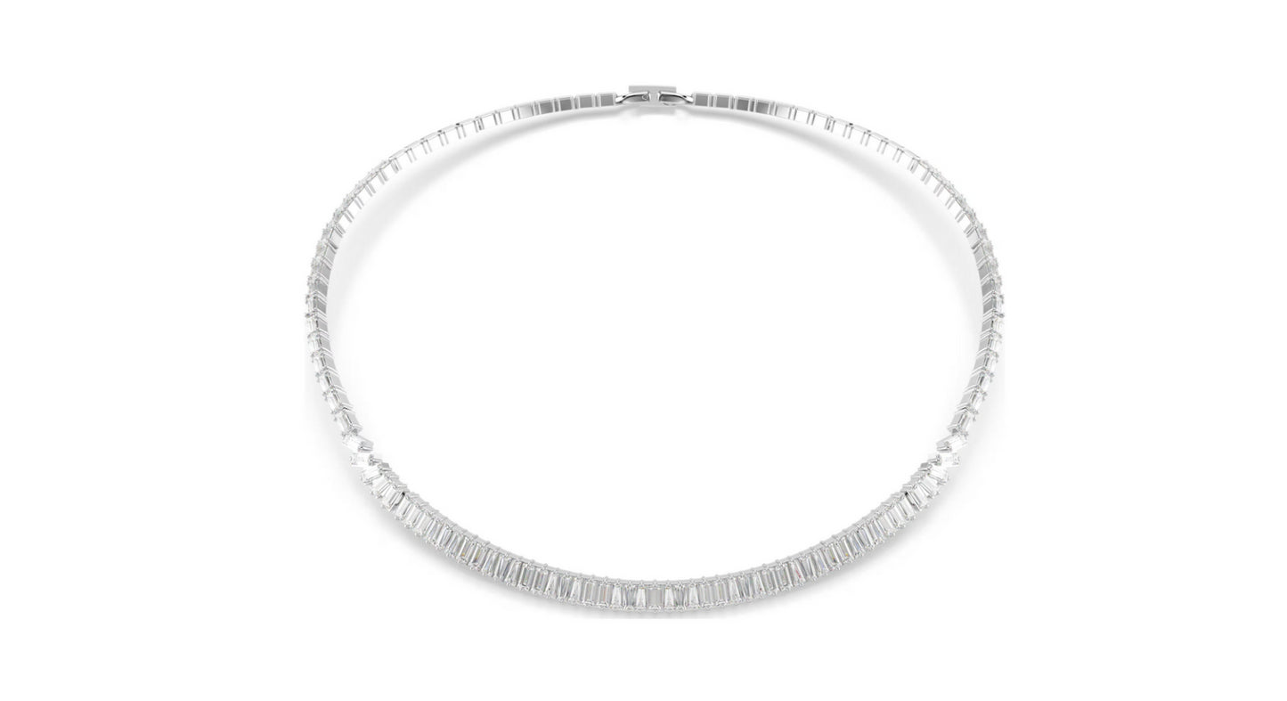 Swarovski 5727111 Collana Matrix Taglio baguette Bianca Placcato rodio