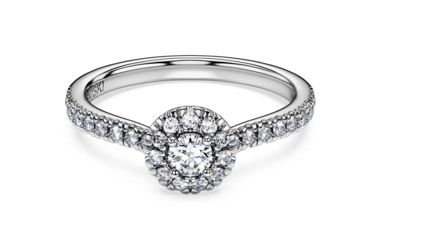 Swarovski 5697128 Anello solitario halo Eternity taglia 50 SW004353
