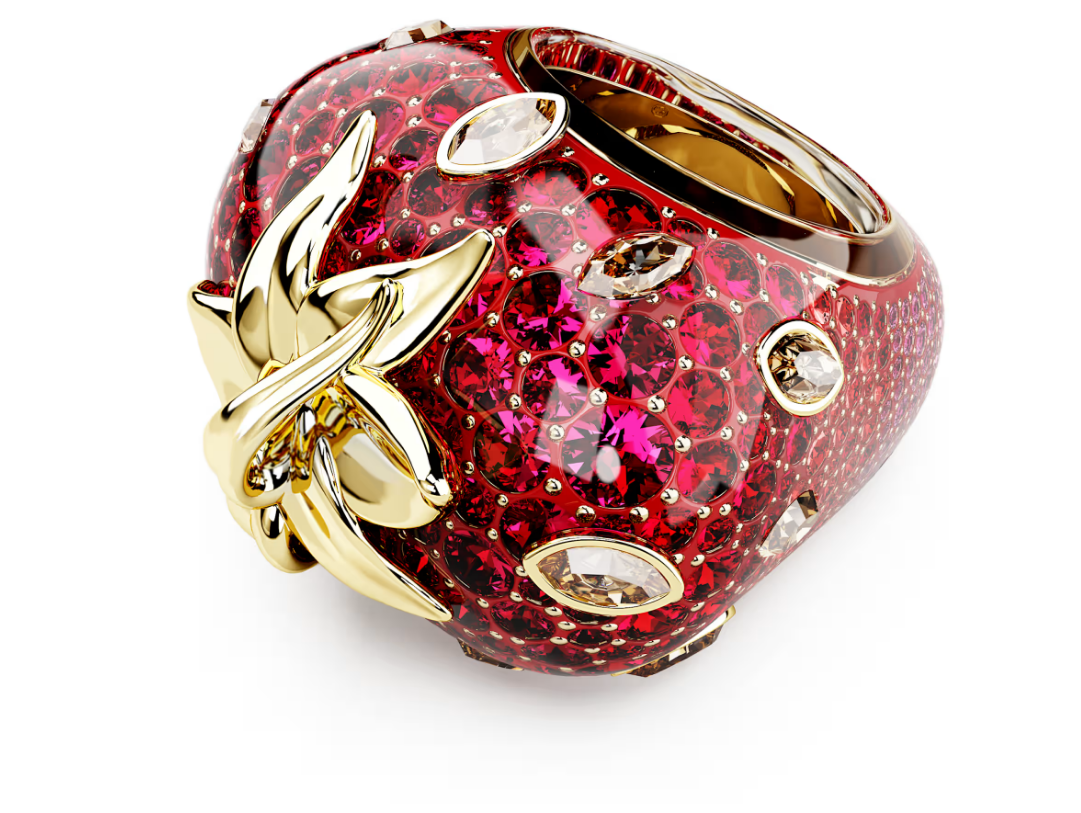 Swarovski 5745796 Anello con motivo Idyllia Taglio misto, Fragola Rosso Taglia 58 SW004150