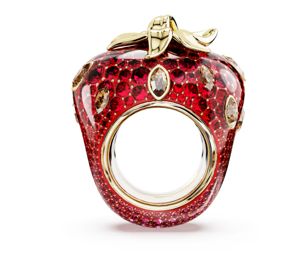 Swarovski 5745796 Anello con motivo Idyllia Taglio misto, Fragola Rosso Taglia 58 SW004150