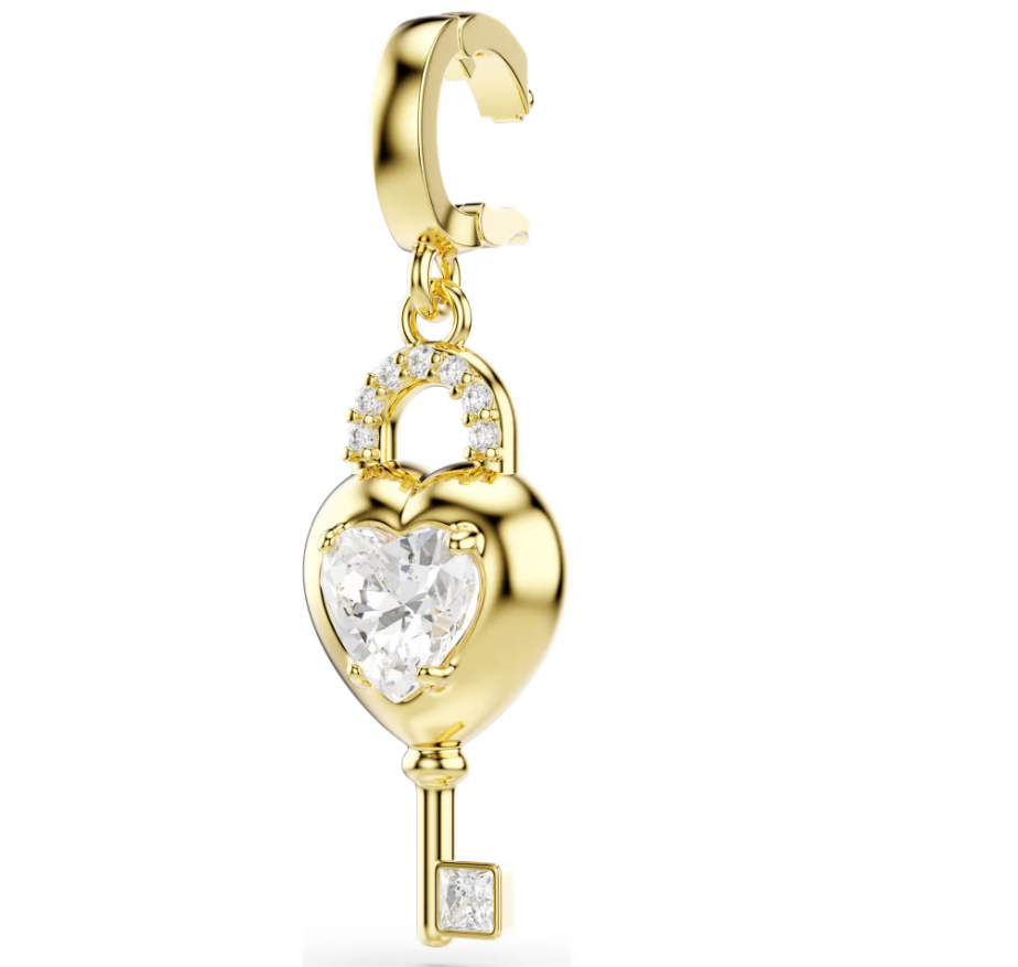 Swarovski 5742959 Charm Idyllia Cuore con chiave, Bianco Finitura oro 18K SW004099