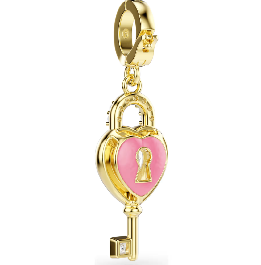 Swarovski 5742959 Charm Idyllia Cuore con chiave, Bianco Finitura oro 18K SW004099