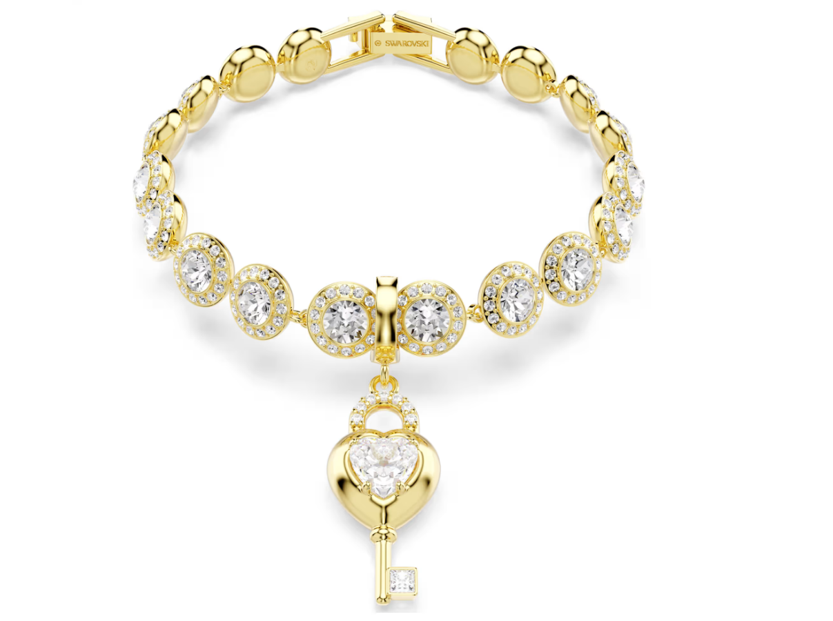 Swarovski 5742959 Charm Idyllia Cuore con chiave, Bianco Finitura oro 18K SW004099