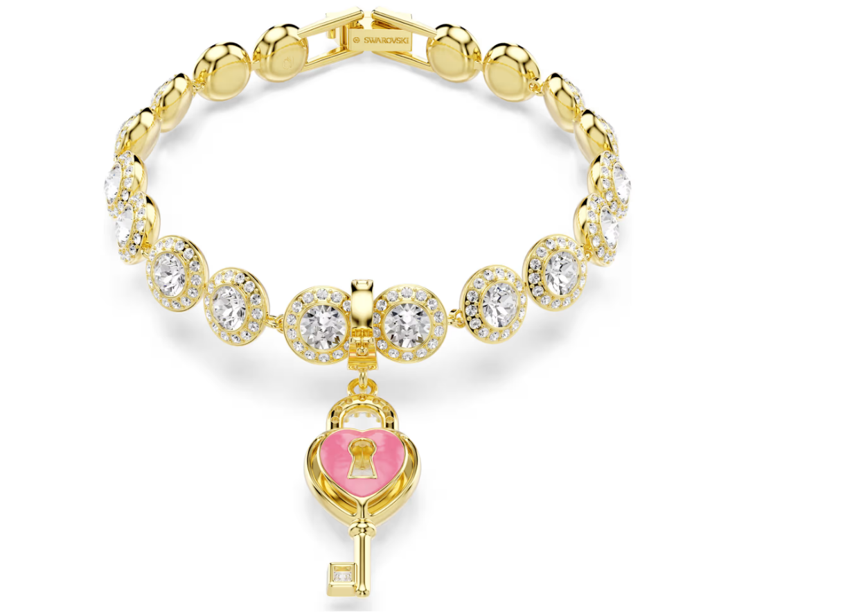 Swarovski 5742959 Charm Idyllia Cuore con chiave, Bianco Finitura oro 18K SW004099