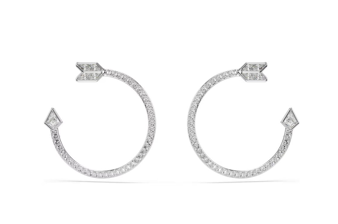 Swarovski 5741522 Orecchini a cerchio Idyllia Taglio misto Freccia, Bianchi SW004141