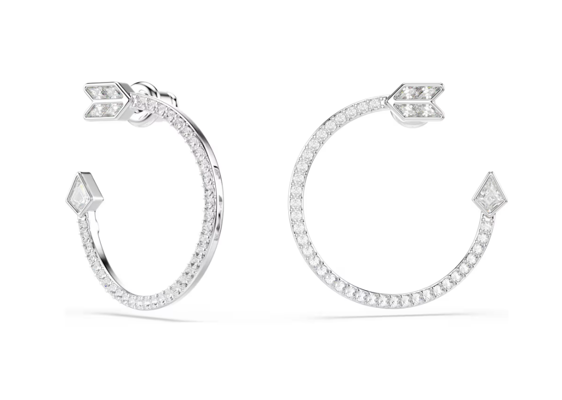 Swarovski 5741522 Orecchini a cerchio Idyllia Taglio misto Freccia, Bianchi SW004141