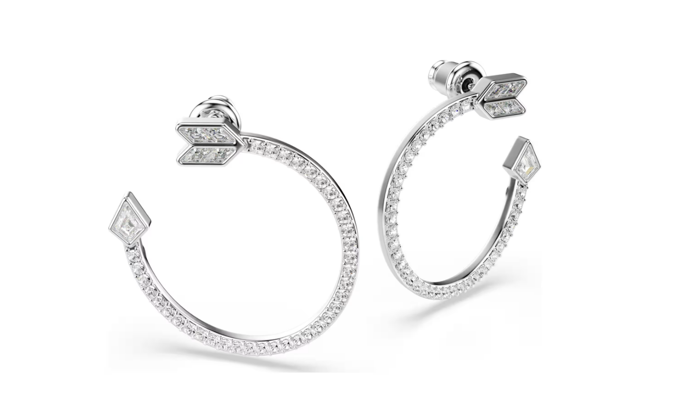 Swarovski 5741522 Orecchini a cerchio Idyllia Taglio misto Freccia, Bianchi SW004141