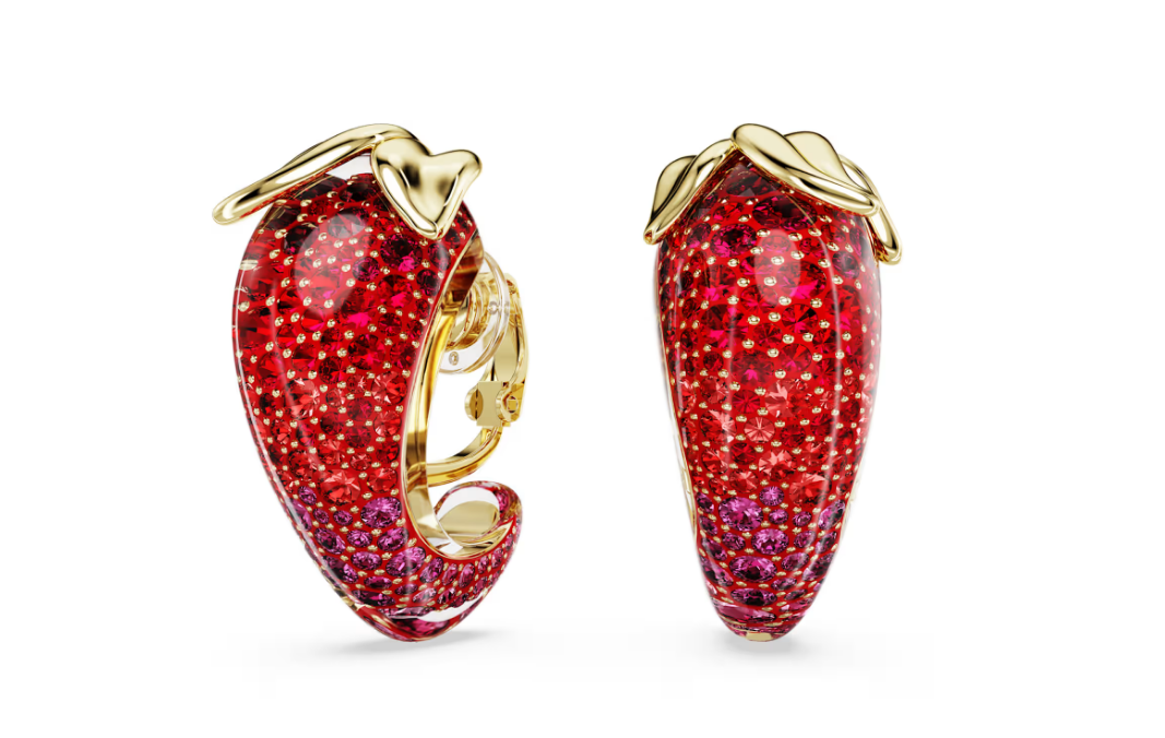 Swarovski 5751416 Orecchini a clip Idyllia Rossi, Finitura oro 18K SW004218