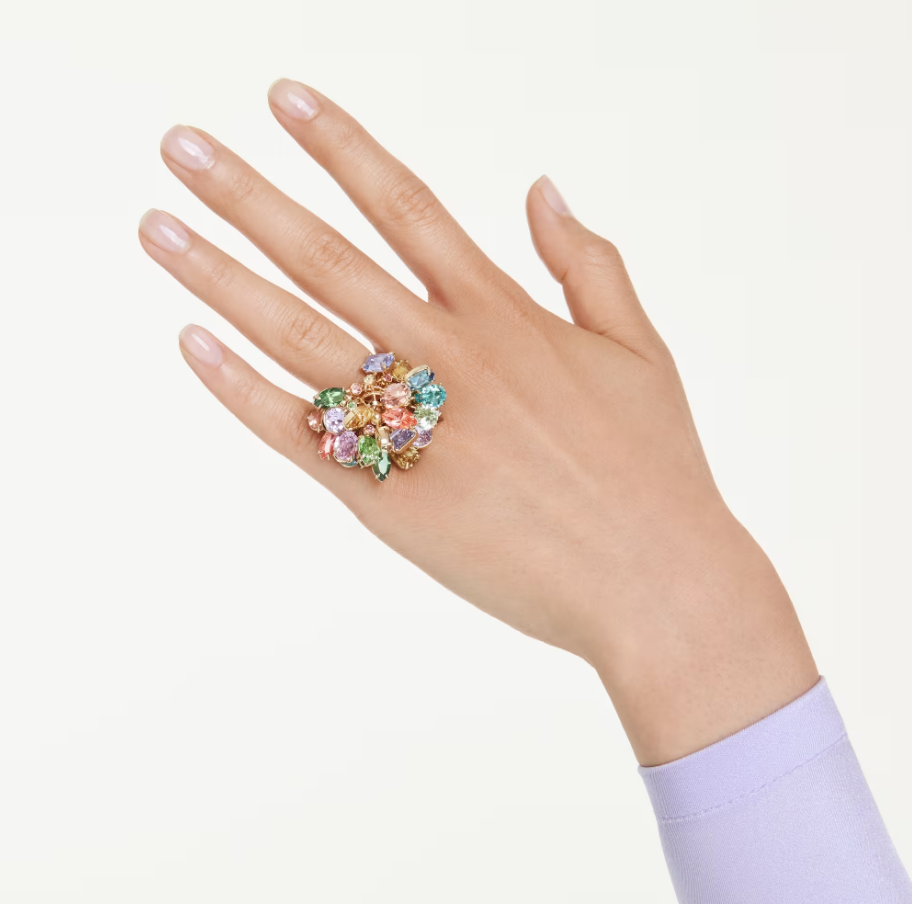 Swarovski Anello cocktail Gema Multicolore Finitura oro 18K