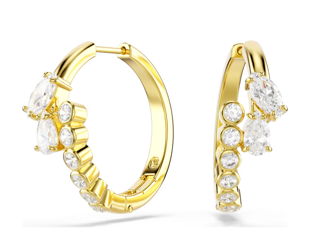 Swarovski 5761975 Orecchini a cerchio Mesmera Bianchi Finitura oro 18K SW004580