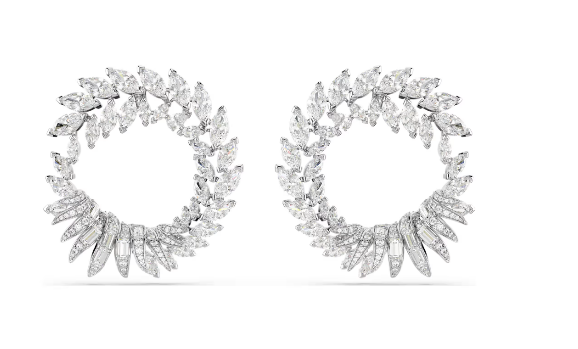 Swarovski 5760966 Orecchini a cerchio Mesmera  Bianchi Placcato rodio SW004575