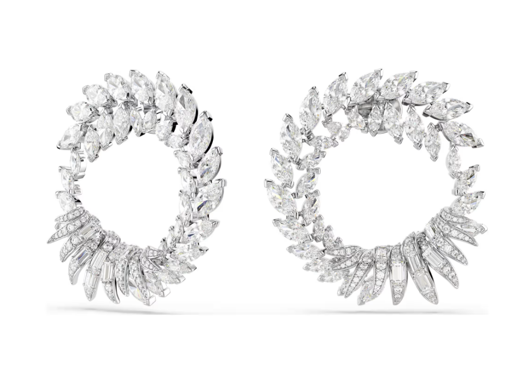 Swarovski 5760966 Orecchini a cerchio Mesmera  Bianchi Placcato rodio SW004575