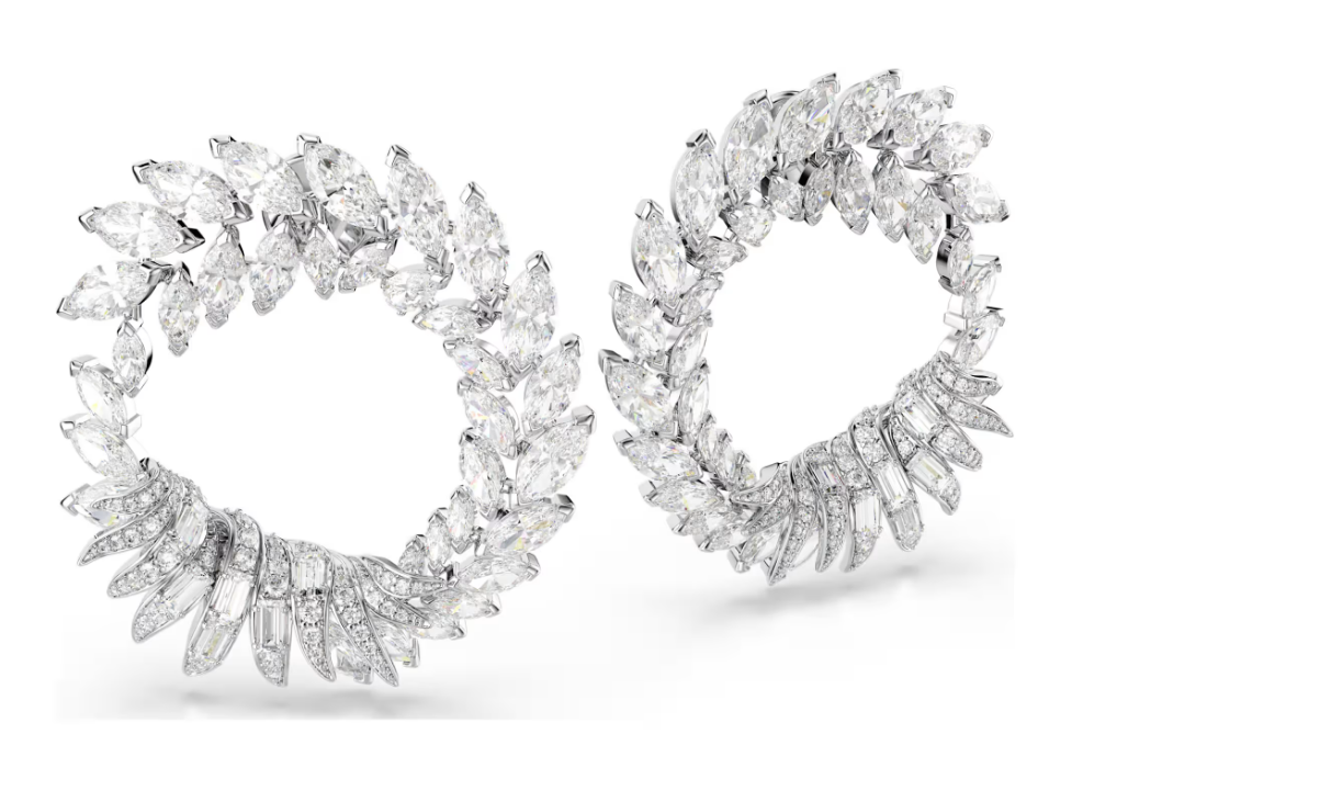 Swarovski 5760966 Orecchini a cerchio Mesmera  Bianchi Placcato rodio SW004575