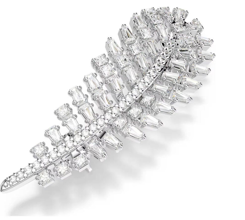 Swarovski 5760564 Spilla Vienna Taglio misto, Piuma Bianca SW004572