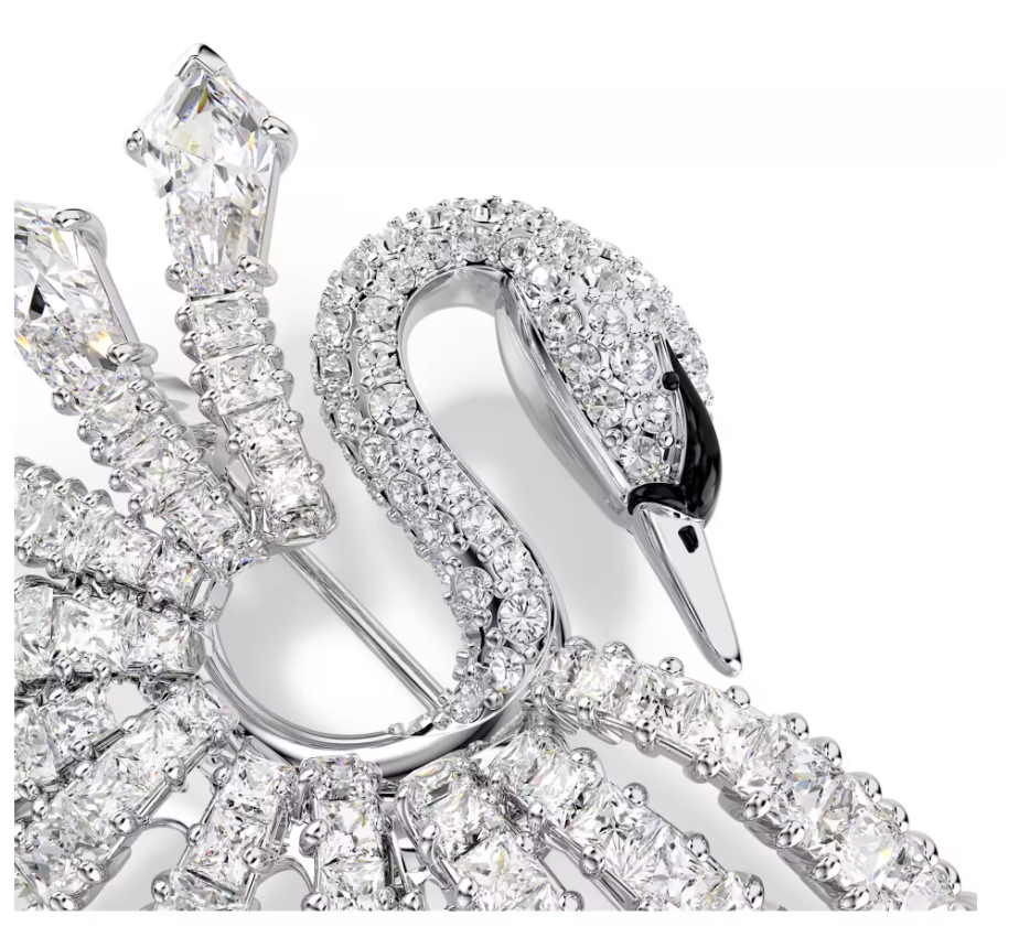 Swarovski 5760065 Spilla Vienna Taglio misto Cigno Bianca SW004568