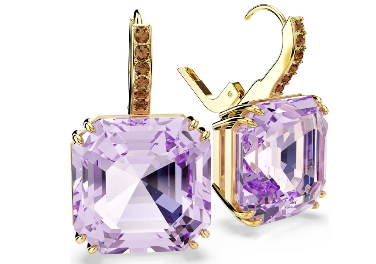 Swarovski 5759990 Orecchini pendenti Millenia Taglio squadrato, Viola SW004565