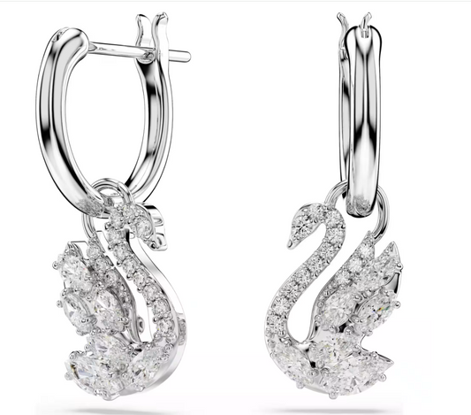 Swarovski 5759942 Orecchini pendenti Swan Taglio misto, Cigno, Bianchi SW004564