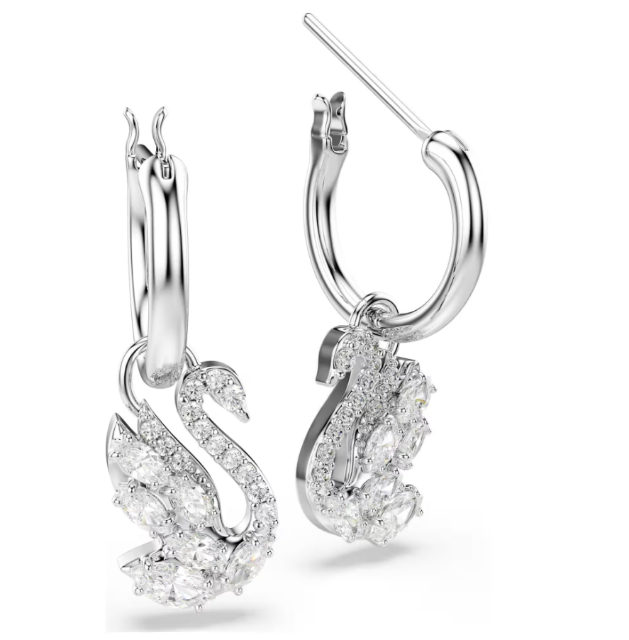 Swarovski 5759942 Orecchini pendenti Swan Taglio misto, Cigno, Bianchi SW004564