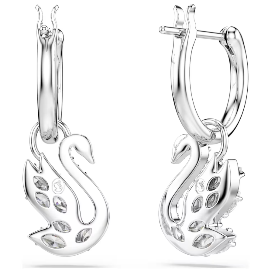 Swarovski 5759942 Orecchini pendenti Swan Taglio misto, Cigno, Bianchi SW004564